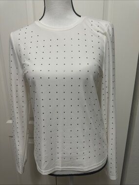 DKNYC White Long-Sleeve Tank with Stud Accents